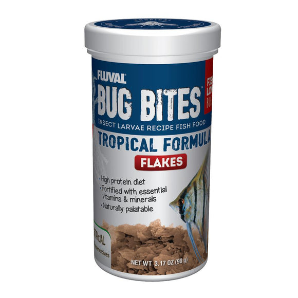 Fluval Bug Bites Insect Larvae Tropical Fish Flake 3.17 oz