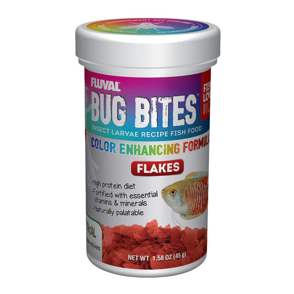 Fluval Bug Bites Insect Larvae Color Enhancing Fish Flake 1.59 oz