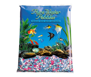 Pure Water Pebbles Premium Fresh Water Frosted Aquarium Gravel Rainbow 25 lb