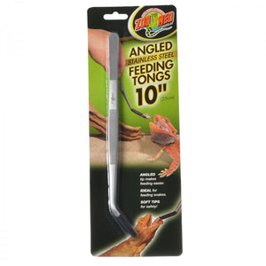Zoo Med Angled Stainless Steel Feeding Tongs 1 Pack - (10" Long)