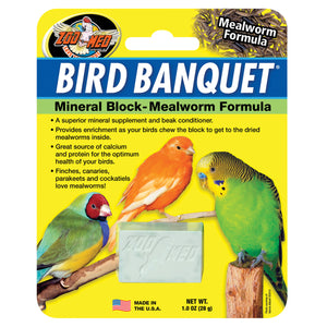 Zoo Med Bird Banquet Mineral Block - Mealworm Formula - 1 oz