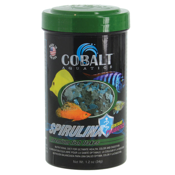Cobalt Aquatics Spirulina Flakes Premium Fish Food - 1.2 oz