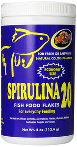 ZOO MED - Spirulina 20 Fish Food Flakes - 4 oz (113.4 g)